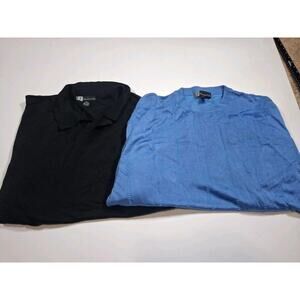 Men's Kilburne-Finch Blue And Black Long Sleeve Knit Stretch Shirt Lot 3xl